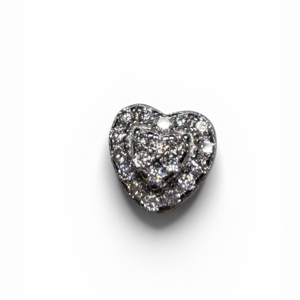 Sterling Silver 925 Heart Pavé Moissanite Stud Earrings - White - Picture 6 of 6